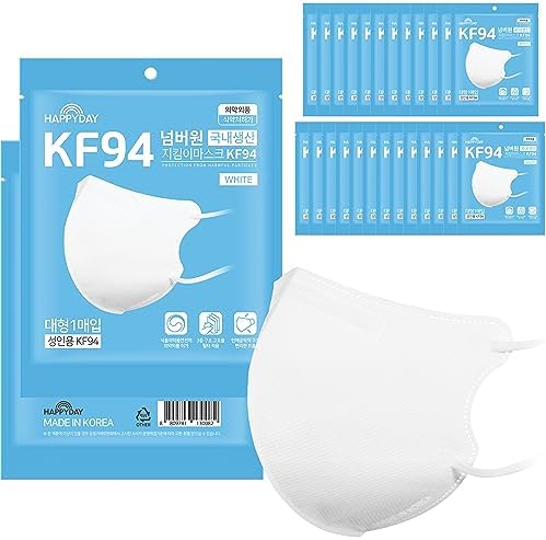 HAPPYDAY A Set of 25 Packages Made in KOREA 2D KF94 White Face Mask for Adult