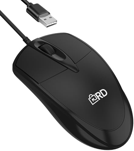 3-Button USB Wired Mouse | High-Precision Optical Tracking | Durable for Desktop & Laptop | Black